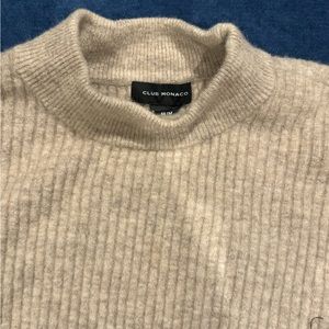 Club Monaco Cropped Mockneck Sweater in Oatmeal, Size Medium